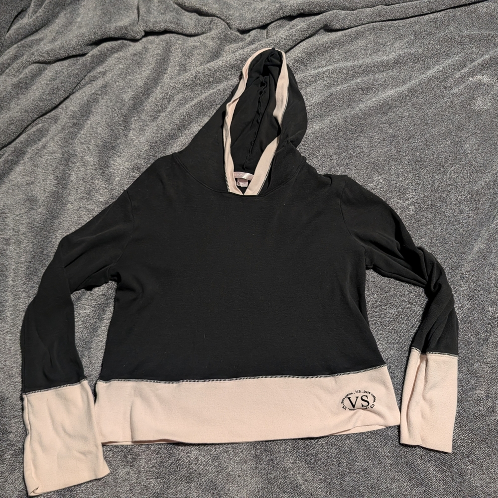Victoria's Secret Black and Cream Women's Hoodie